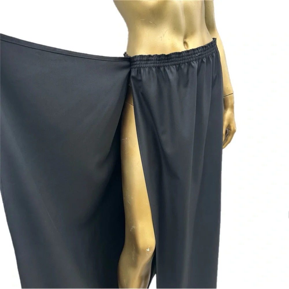 Zoran NWOT 100% wool Black Asymmetrical draped High slit Maxi Skirt made in USA